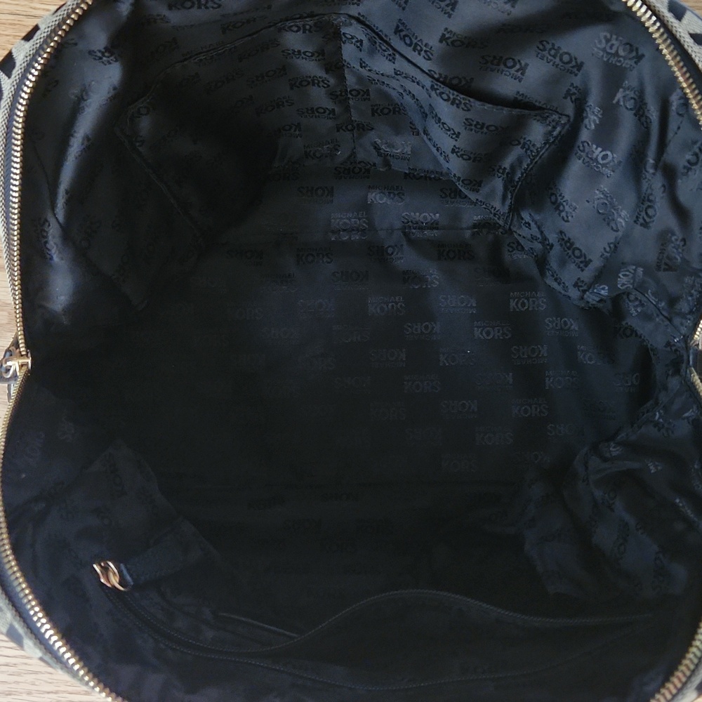 Michael Kors Black and Tan MK Pattern Satchel - Picture 5 of 10